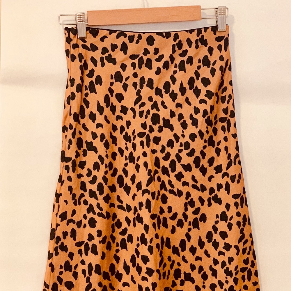 Cheetah print silk skirt